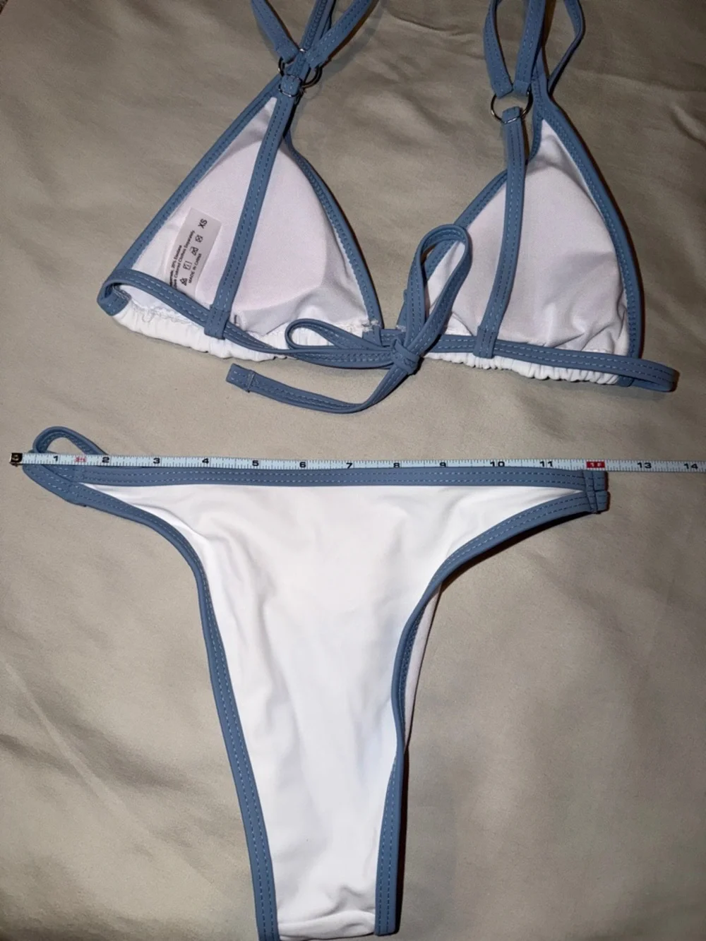 Bikini Set‎ Bundle of 2 - Triangle White/Blue and Olive/White Size XS
